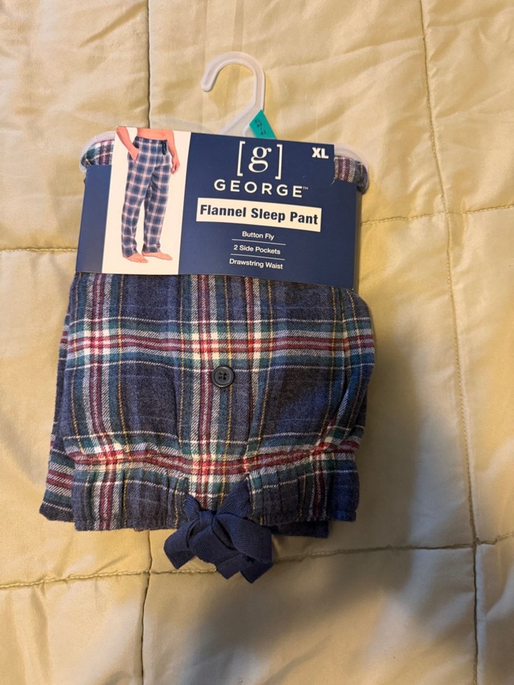 George MENS Navy Blue Plaid Flannel Sleep Pants